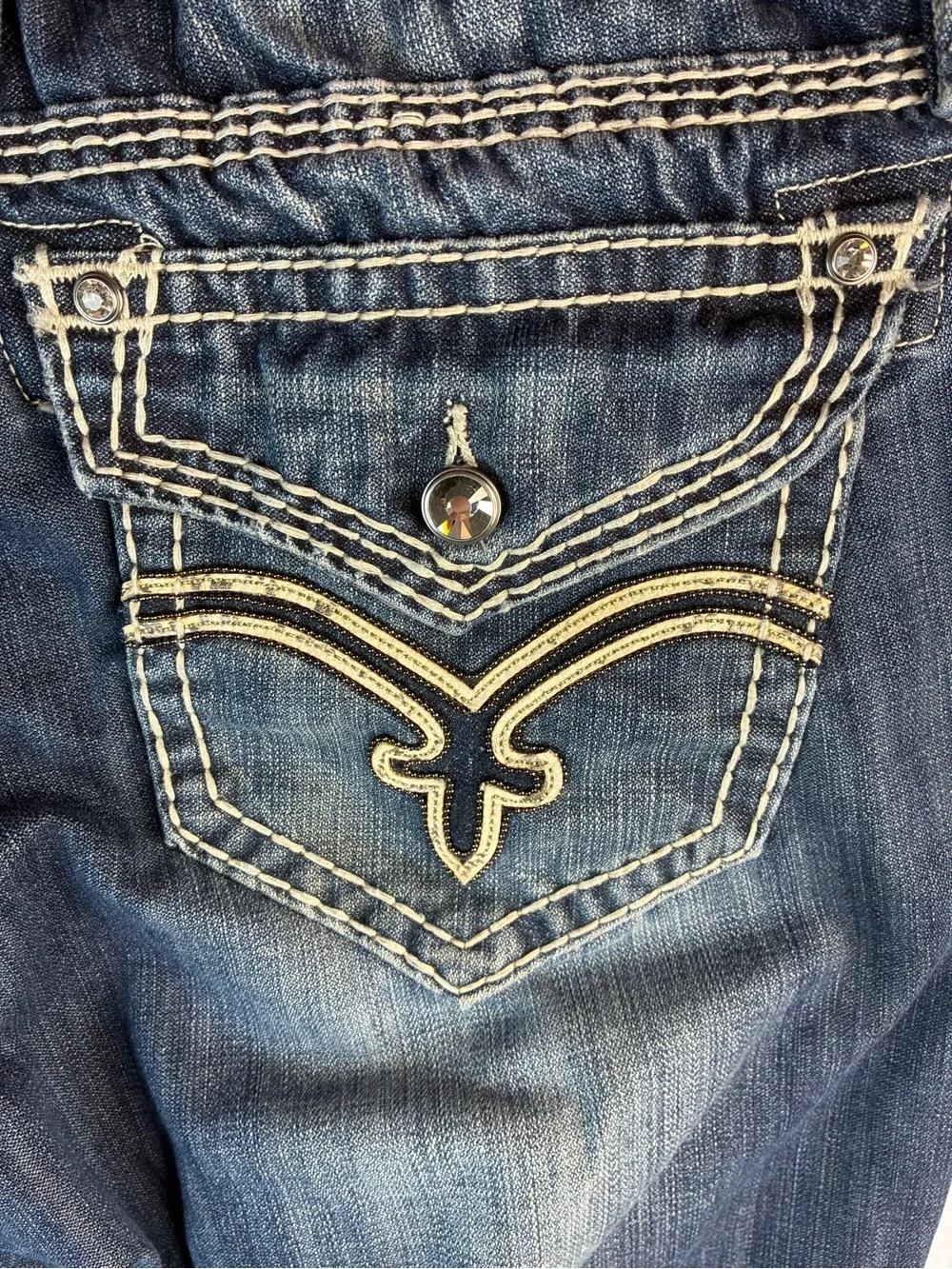 Rock Revival Women's Indigo Bootcut Jeans with Embroidered Back Pockets